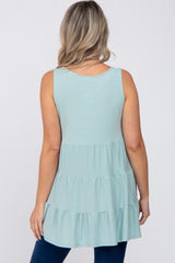 Mint Tiered Sleeveless Maternity Top