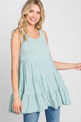 Mint Tiered Sleeveless Maternity Top