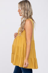 Yellow Tiered Sleeveless Maternity Top