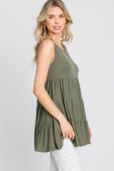 Olive Tiered Sleeveless Top