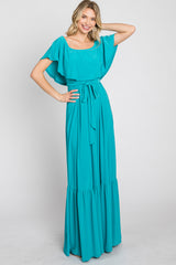 Turquoise Off Shoulder Maxi Dress