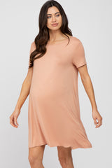 Salmon Basic Maternity Dress