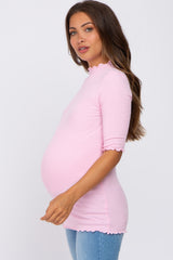 Pink Lettuce Hem Fitted Maternity Top