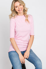 Pink Lettuce Hem Fitted Maternity Top