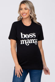 Black "Boss Mama" Maternity Graphic Top