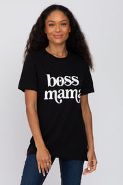 Black "Boss Mama" Graphic Top