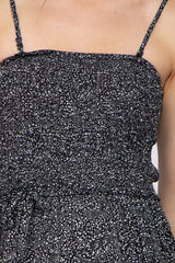Black Speckle Print Smocked Maternity Jumpsuit