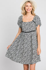 Black Floral Crochet Accent Dress