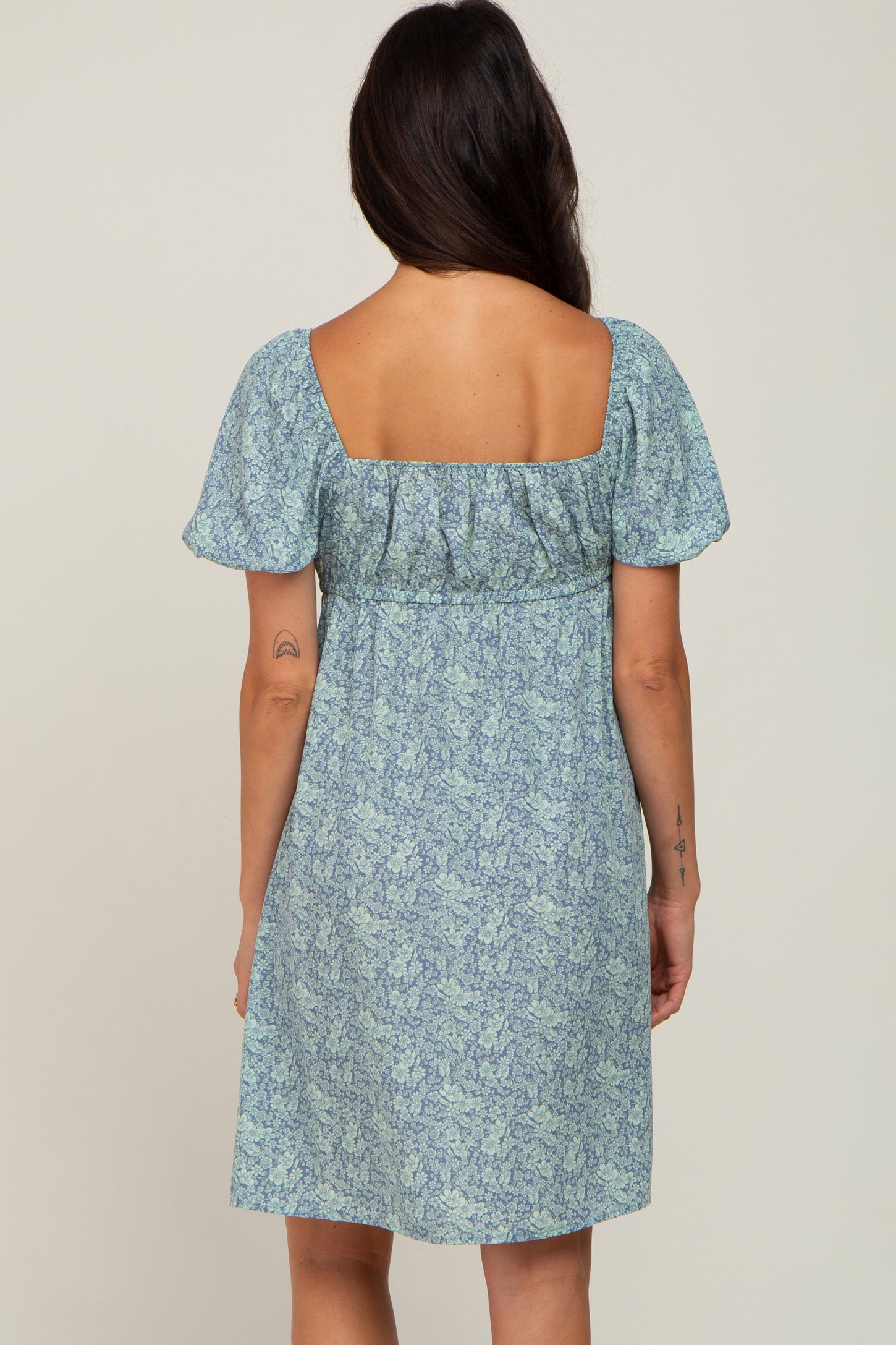 Blue Floral Tie Front Dress Blue Floral Tie Front Dress