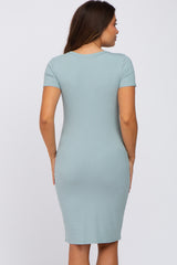 Mint Ribbed Maternity Dress