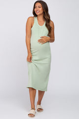 Mint Green Sleeveless Basic Maternity Midi Dress