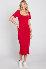 Red Fitted Midi Dress