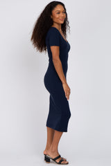 Navy Fitted Midi Dress