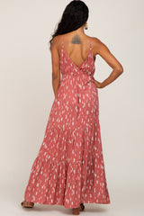 Mauve Printed Sleeveless Tiered Maxi Dress