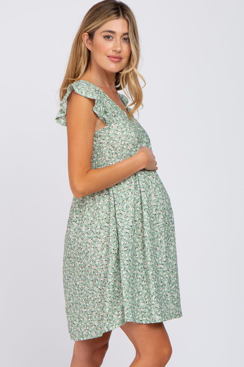 Light Green Floral Eyelet Maternity Dress– PinkBlush