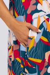 Teal Multi-Color Printed Sleeveless Maternity Maxi Dress
