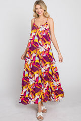 Magenta Multi-Color Printed Sleeveless Maxi Dress