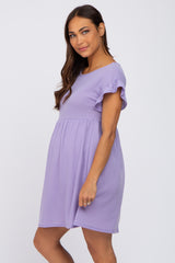 Lavender Solid Waffle Knit Maternity Dress