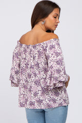 Lavender Floral Off Shoulder Maternity Blouse