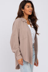 Taupe Crepe Button Up Shirt