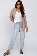 Taupe Crepe Button Up Shirt