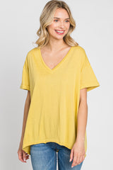Yellow Basic Rolled Short Sleeve Top