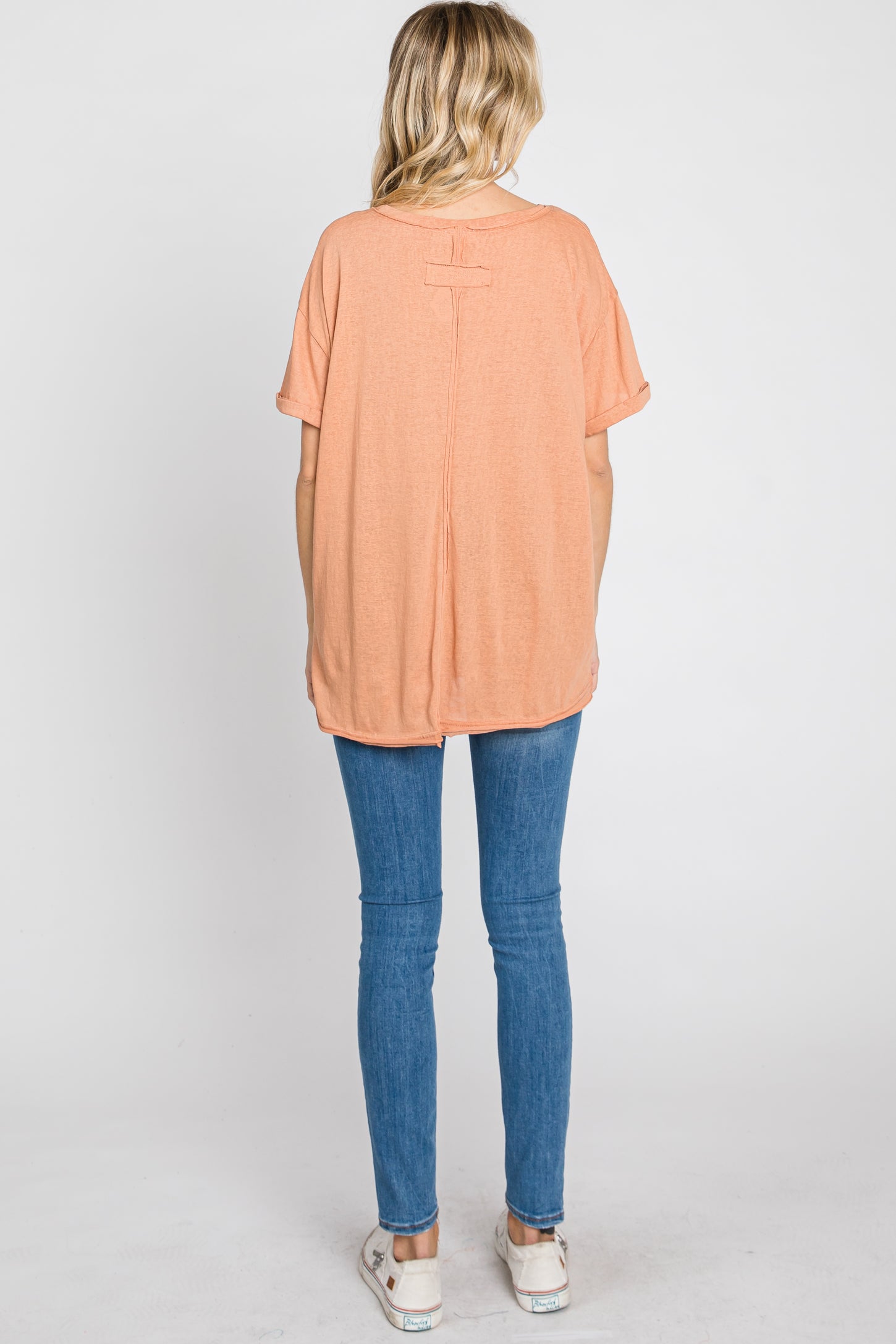 Rust Basic Rolled Short Sleeve Top