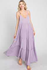 Lavender Sleeveless Tiered Maxi Dress