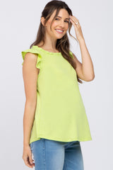 Lime Ruffle Accent Maternity Top