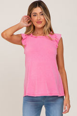 Pink Ruffle Accent Maternity Top