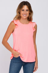 Coral Ruffle Accent Maternity Top