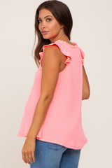 Coral Ruffle Accent Maternity Top