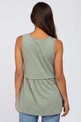 Light Olive Sleeveless Button Front Maternity Top