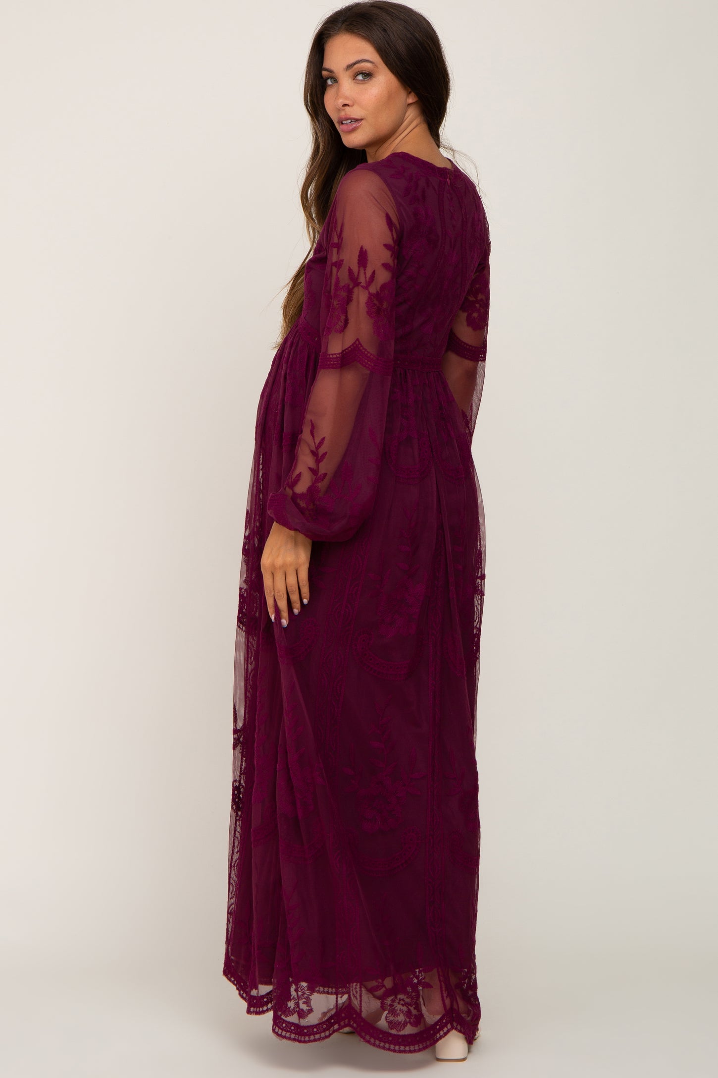 pink blush burgundy lace dress PinkBlush Burgundy Lace Plus Maternity Maxi Dress
