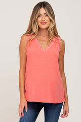 Coral Lace V-Neck Maternity Tank Top