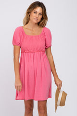 Pink Smocked Maternity Dress