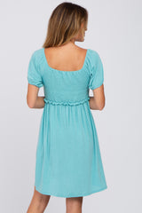Aqua Smocked Dress