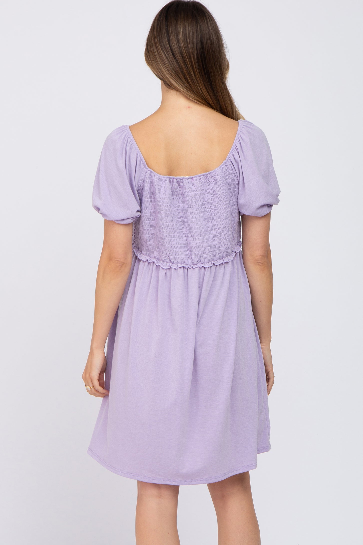 Lavender Smocked Maternity Dress