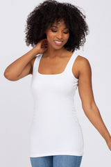 White Ruched Tank Top