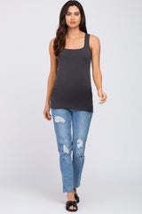 Charcoal Ruched Maternity Tank Top