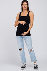 Black Ruched Maternity Tank Top