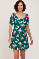 Forest Green Floral Tie Back Maternity Dress