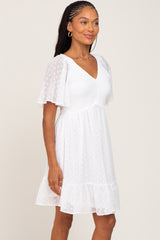 White Swiss Dot Smocked Dress