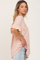 Ivory Floral Square Neck Top