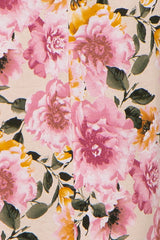 Cream Floral Ruffle Accent Maxi Dress