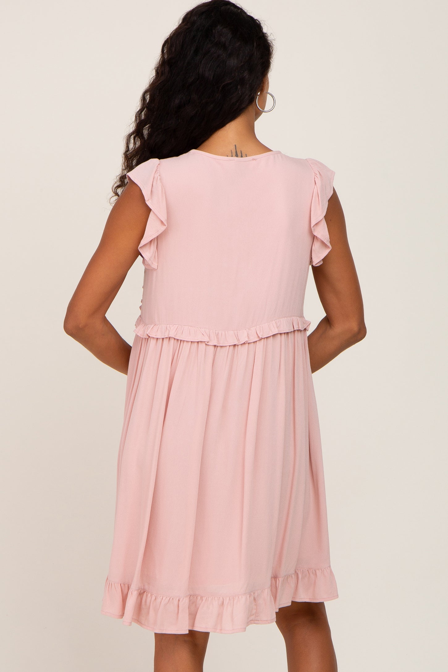 Light Pink Crochet Trim V-Neck Dress