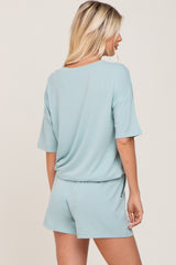 Mint Green Pocket Front Pajama Short Set