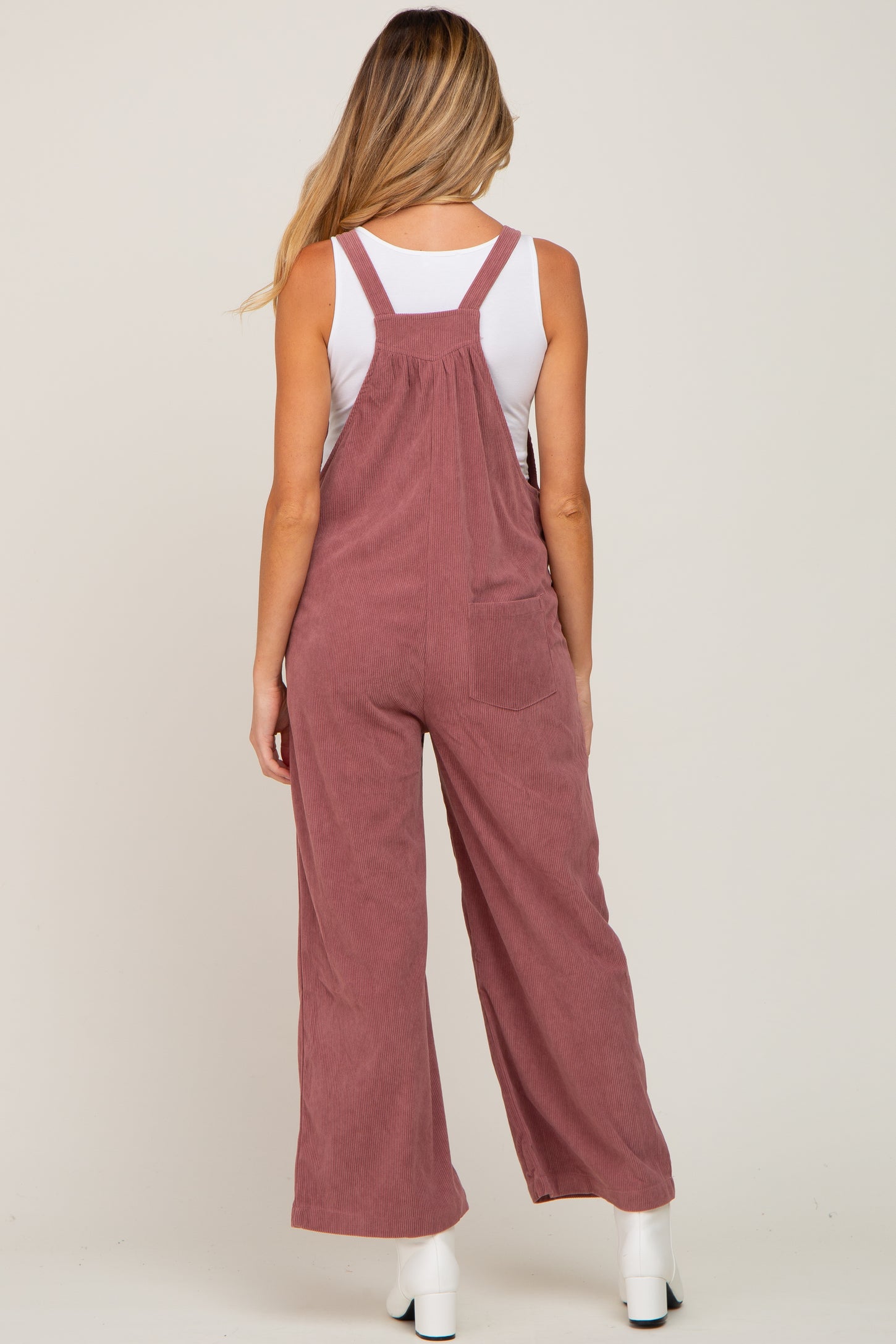 Mauve Corduroy Maternity Overalls PinkBlush