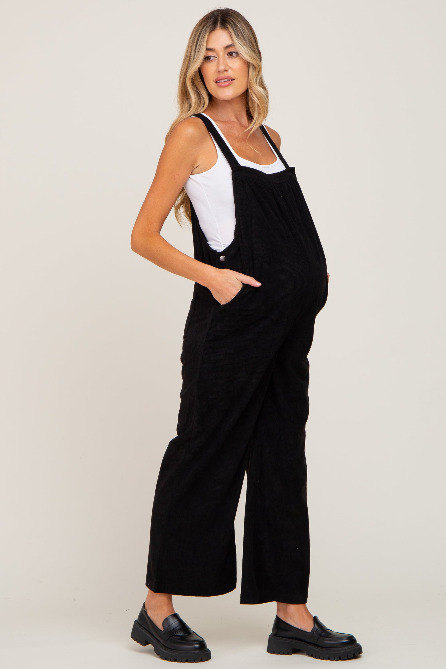 Black Corduroy Maternity Overalls – PinkBlush