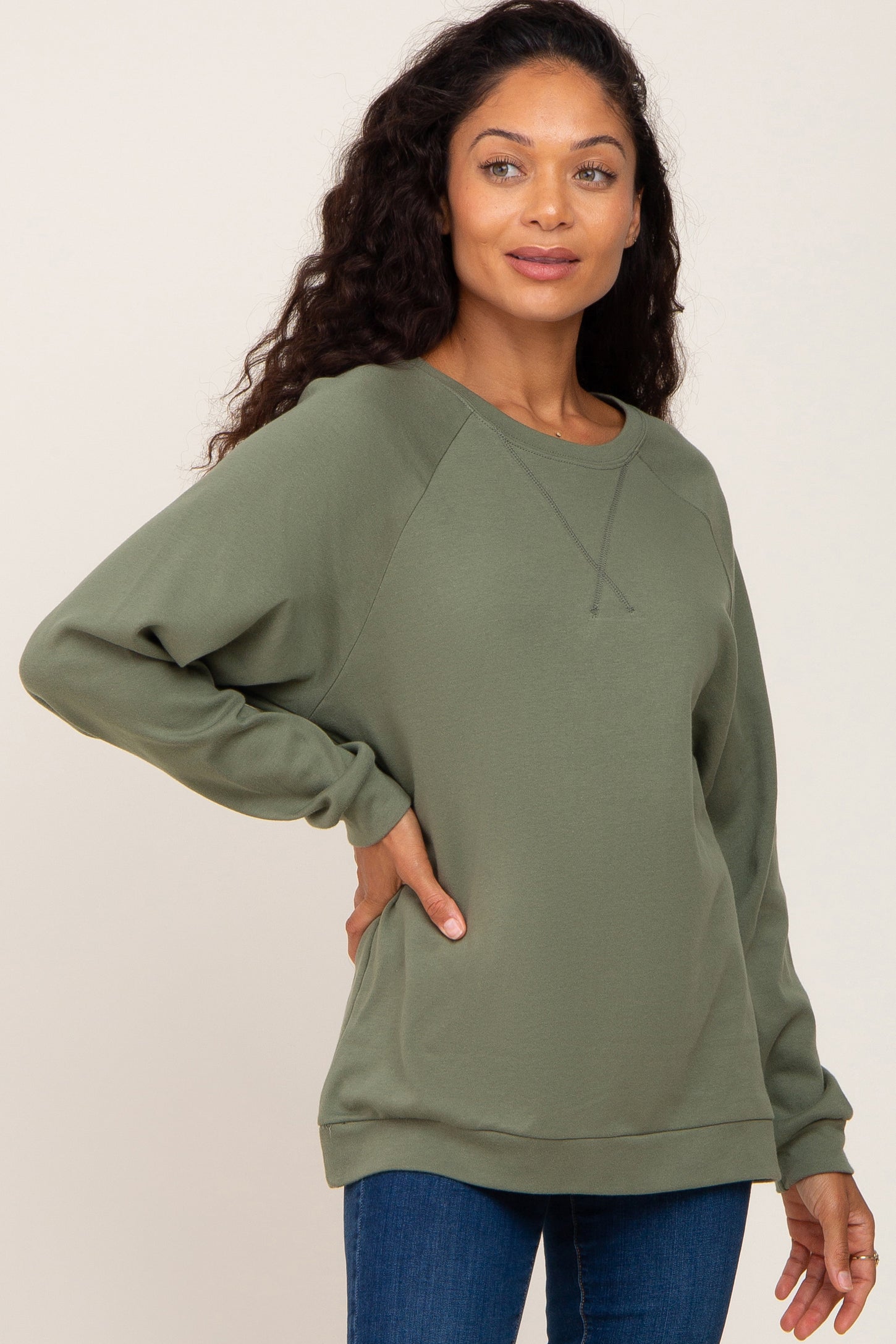 Olive Long Sleeve Maternity Top